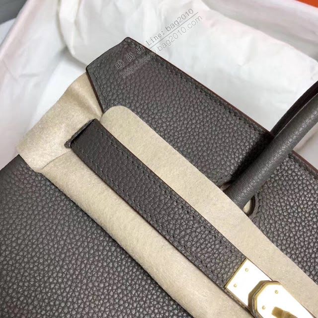Hermes女包 愛馬仕Birkin Hermes鉑金包 togo小牛皮 錫器灰 蠟線半手工縫製  am1706